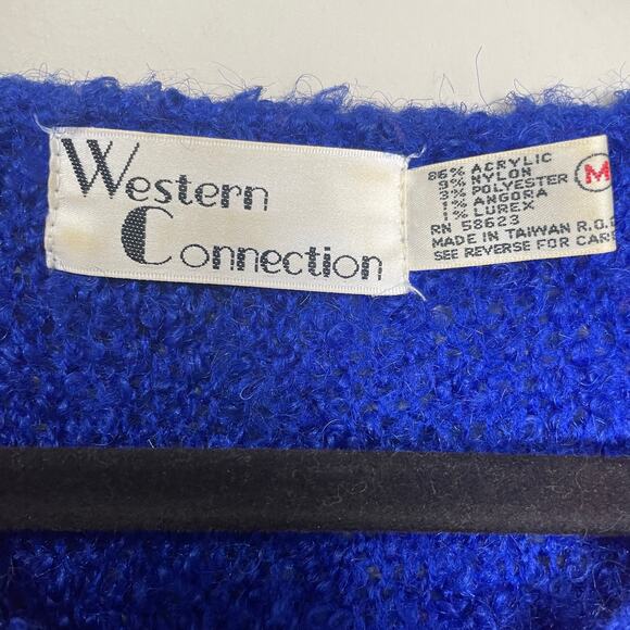 Vintage Western Connection V-Neck Sweater Pink Purple Black M - Picture 3 of 5